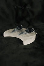 Midnight Raven Skull Drop Earings