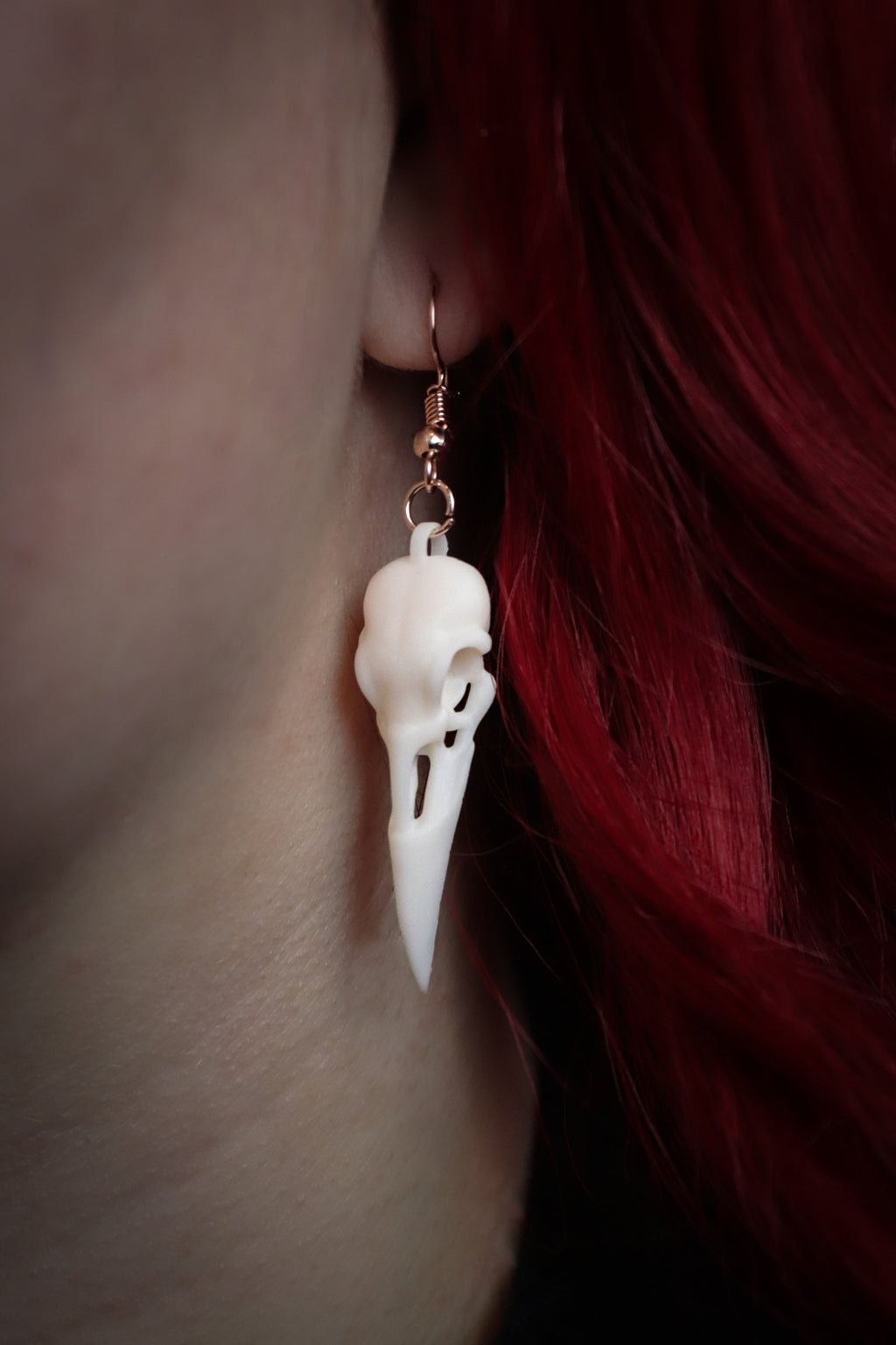 Midnight Raven Skull Drop Earings